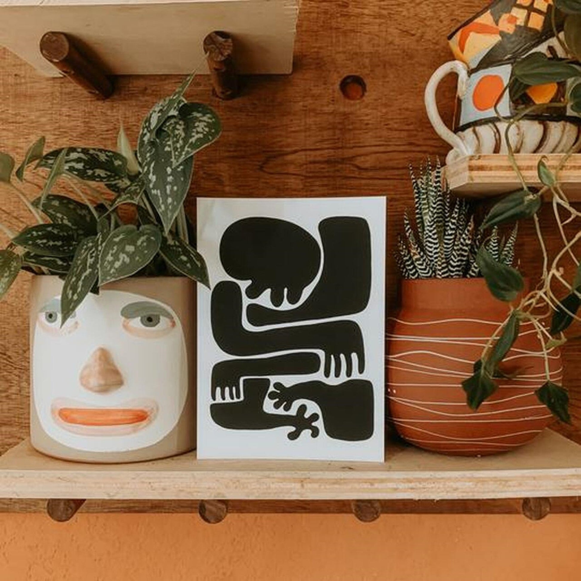 HomeRoots 11" x 14" Contemporary Black and White Shapes Wall Art