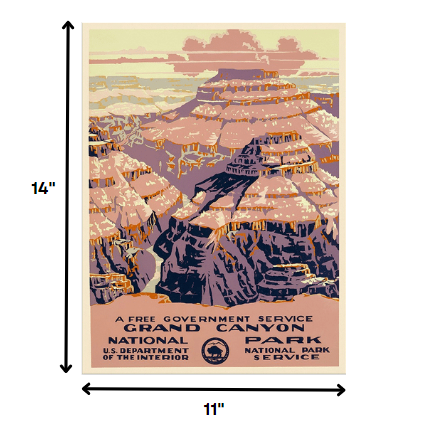 HomeRoots 11" x 14" Grand Canyon c1938 Vintage Travel Poster Wall Art