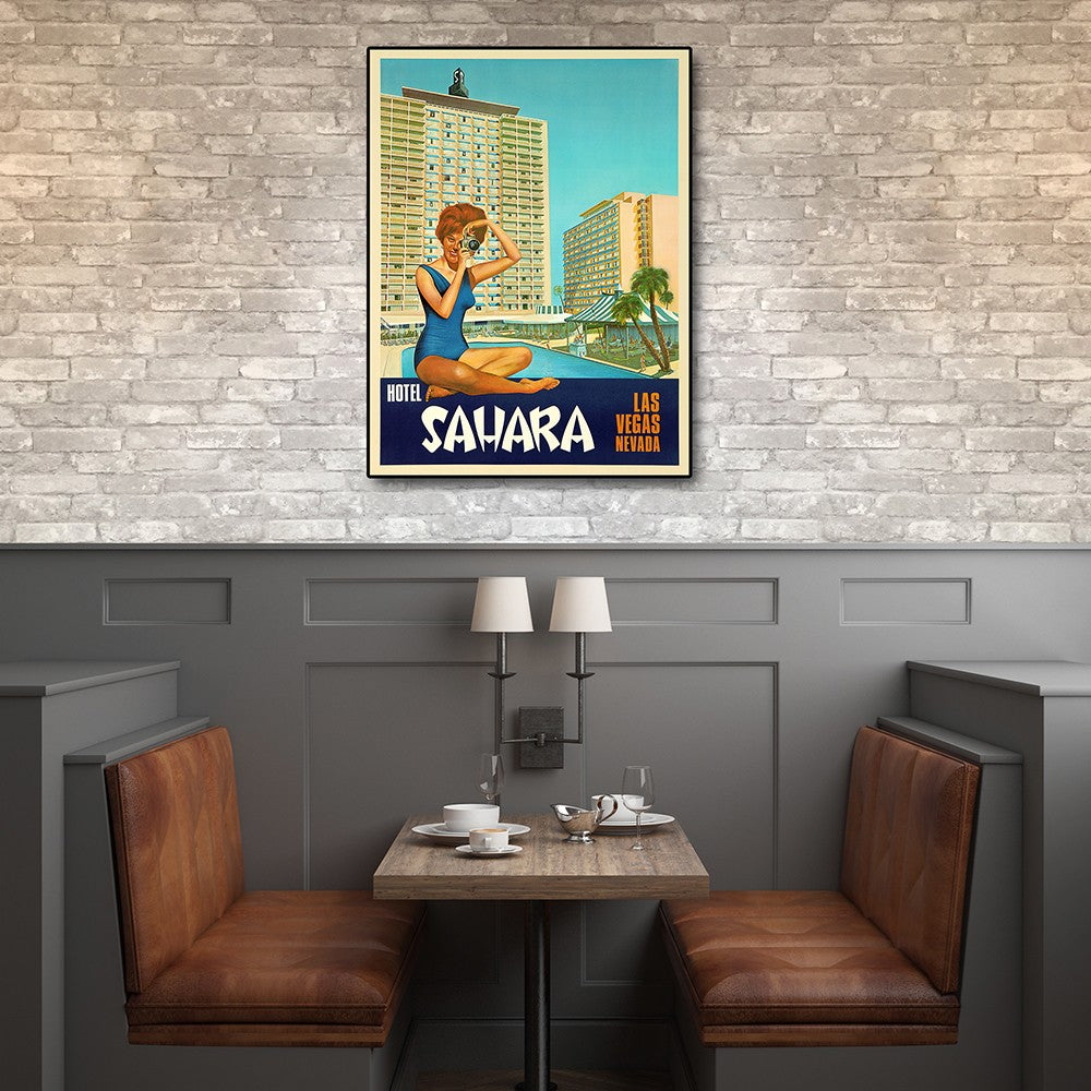 HomeRoots 11" x 14" Hotel Sahara c1960s Las Vegas Vintage Travel Poster Wall Art