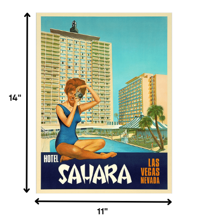 HomeRoots 11" x 14" Hotel Sahara c1960s Las Vegas Vintage Travel Poster Wall Art