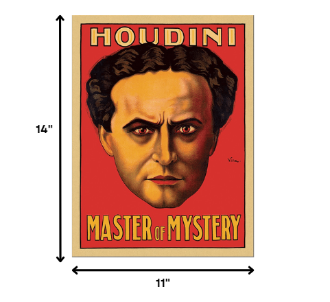 HomeRoots 11" x 14" Houdini Master of Mystery Vintage Magic Poster Wall Art