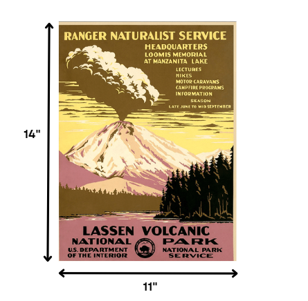 HomeRoots 11" x 14" Lassen Volcanic National Park Vintage Travel Poster Wall Art