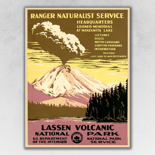 HomeRoots 11" x 14" Lassen Volcanic National Park Vintage Travel Poster Wall Art
