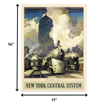 HomeRoots 11" x 14" New York Railroad Vintage Travel Poster Wall Art