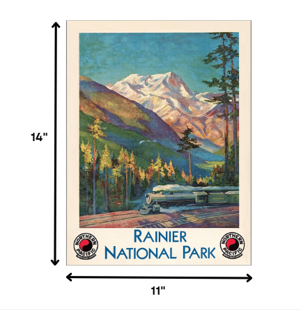 HomeRoots 11" x 14" Rainier National Park c1920s Vintage Travel Poster Wall Art