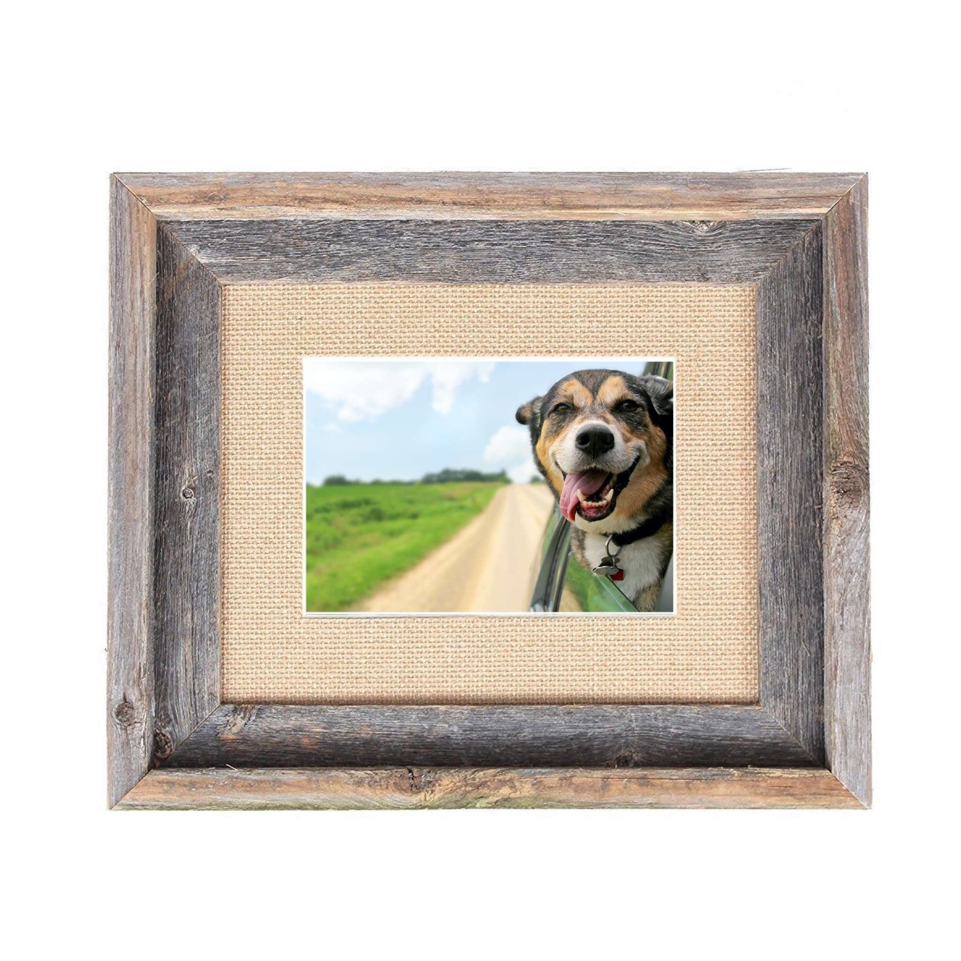 HomeRoots 11" x 14" Rustic Burlap Picture Frame with Plexiglass