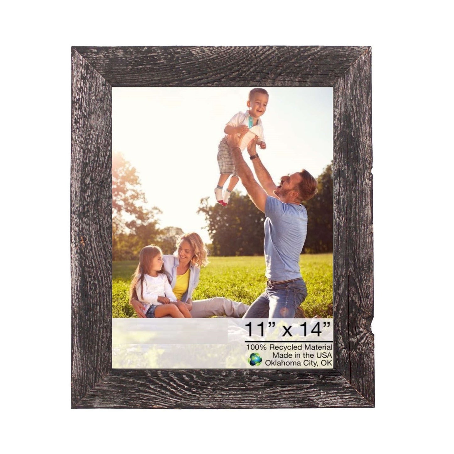 HomeRoots 11" x 14" Rustic Smoky Black Picture Frame with Plexiglass Holder