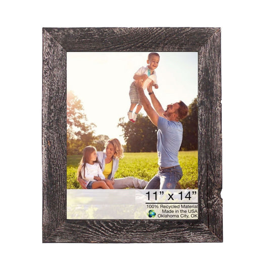HomeRoots 11" x 14" Rustic Smoky Black Picture Frame with Plexiglass Holder