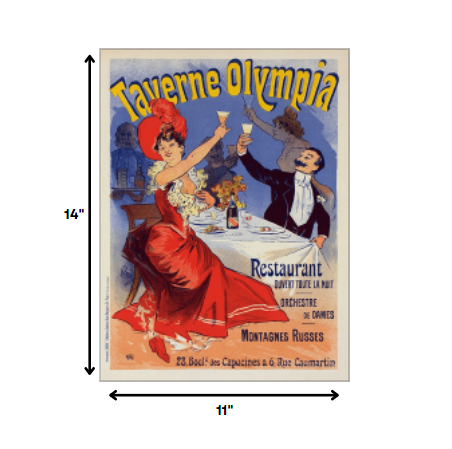 HomeRoots 11" x 14" Taverne Olympia French Restaraunt Wall Art Print