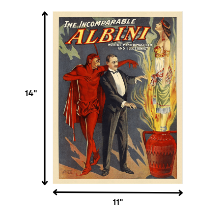 HomeRoots 11" x 14" The Incomparable Albini Vintage Magic Poster Wall Art