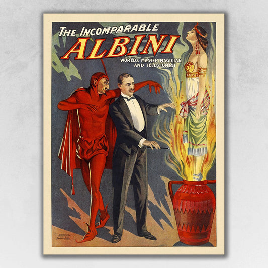 HomeRoots 11" x 14" The Incomparable Albini Vintage Magic Poster Wall Art