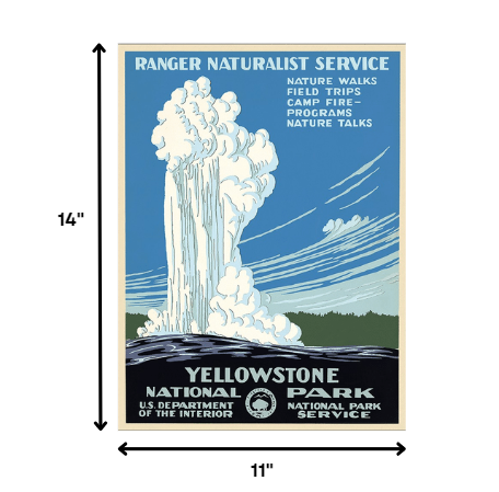 HomeRoots 11" x 14" Yellowstone National Park c1938 Vintage Travel Poster Wall Art