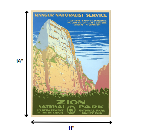 HomeRoots 11" x 14" Zion National Park c1938 Vintage Travel Poster Wall Art