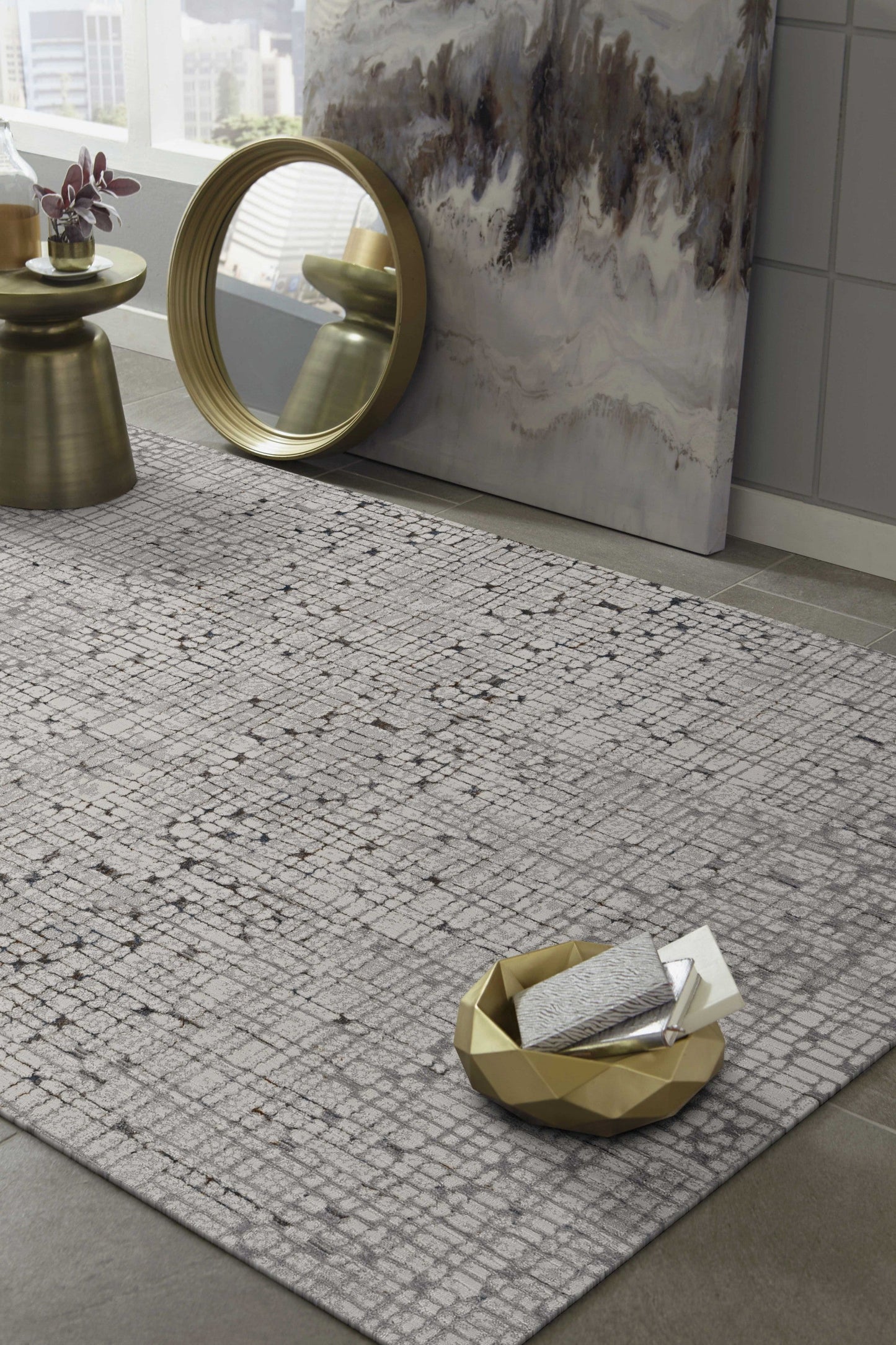 HomeRoots 118" x 158" Grey Polyester Rug