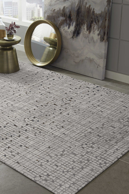 HomeRoots 118" x 158" Grey Polyester Rug