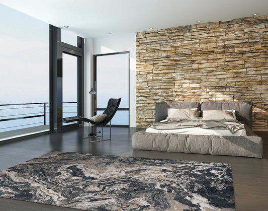 HomeRoots 118" x 158" Grey Polypropylene and Polyester Rug