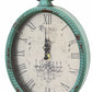HomeRoots 11.5 Teal Oval Vintage Look Metal Wall Clock