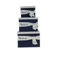 HomeRoots 11.5" x 12" x 8.5" White Blue Fabric Boxes With Cover Set of 3