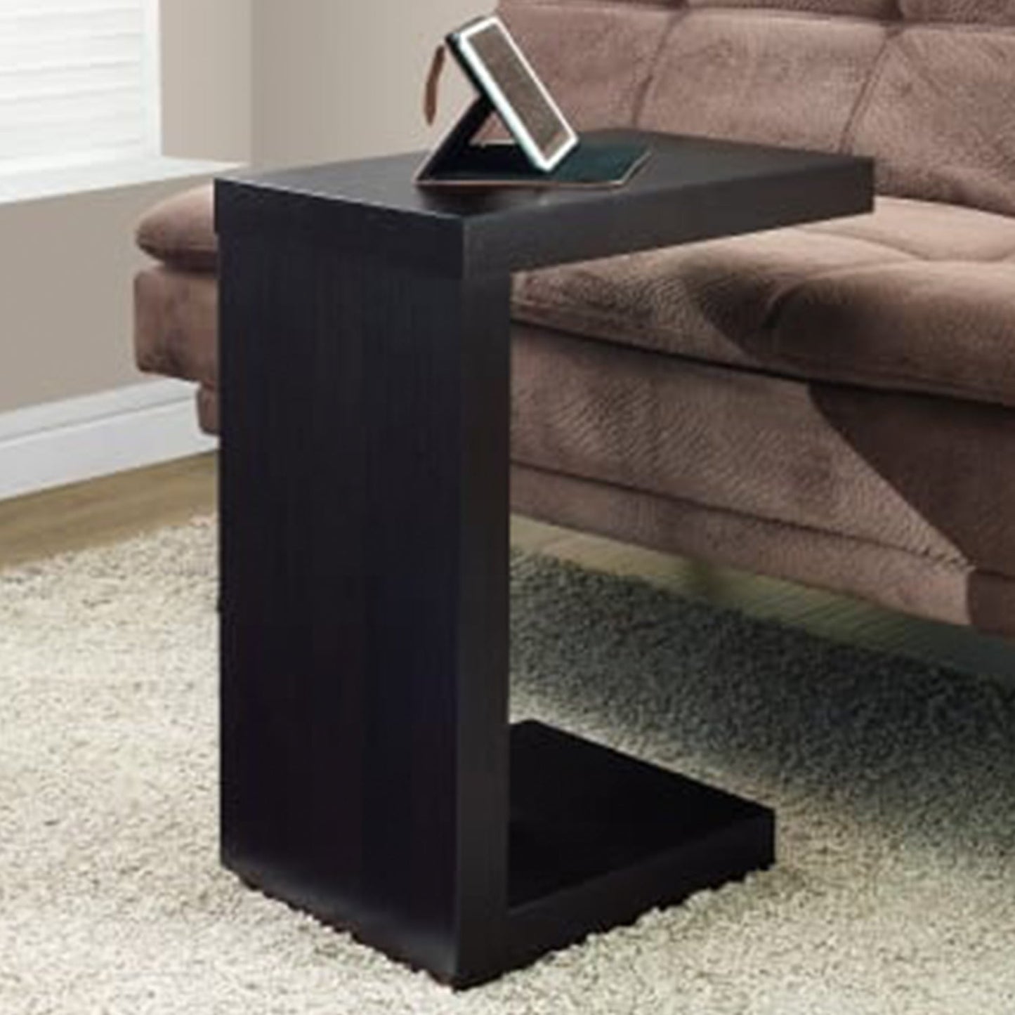 HomeRoots 11.5" x 18" x 24" Hollow Core Particle Board Accent Table in Cappuccino Finish