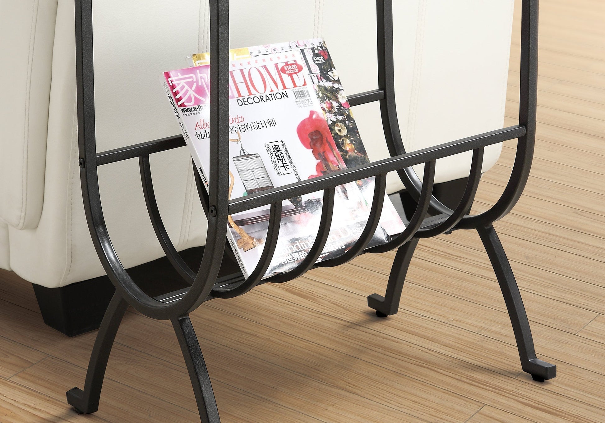 HomeRoots 11.5" x 18.25" x 22" Clear Metal Tempered Glass Accent Table in Brown Finish