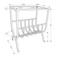 HomeRoots 11.5" x 18.25" x 22" Clear Metal Tempered Glass Accent Table in Brown Finish