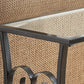 HomeRoots 11.5" x 18.5" x 21.75" Metal Tempered Glass Accent Table in Black Finish