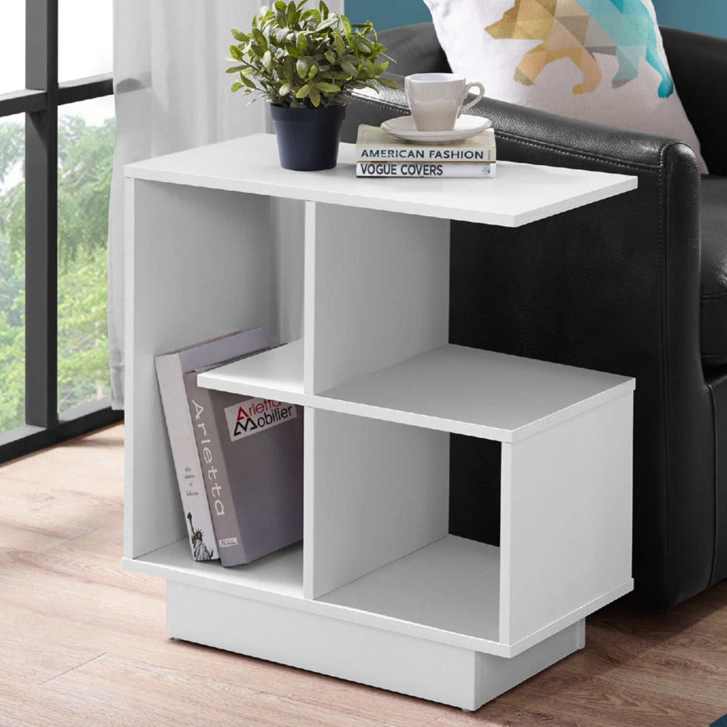 HomeRoots 11.5" x 23.5" x 24" Particle Board Laminate Accent Table in White Finish