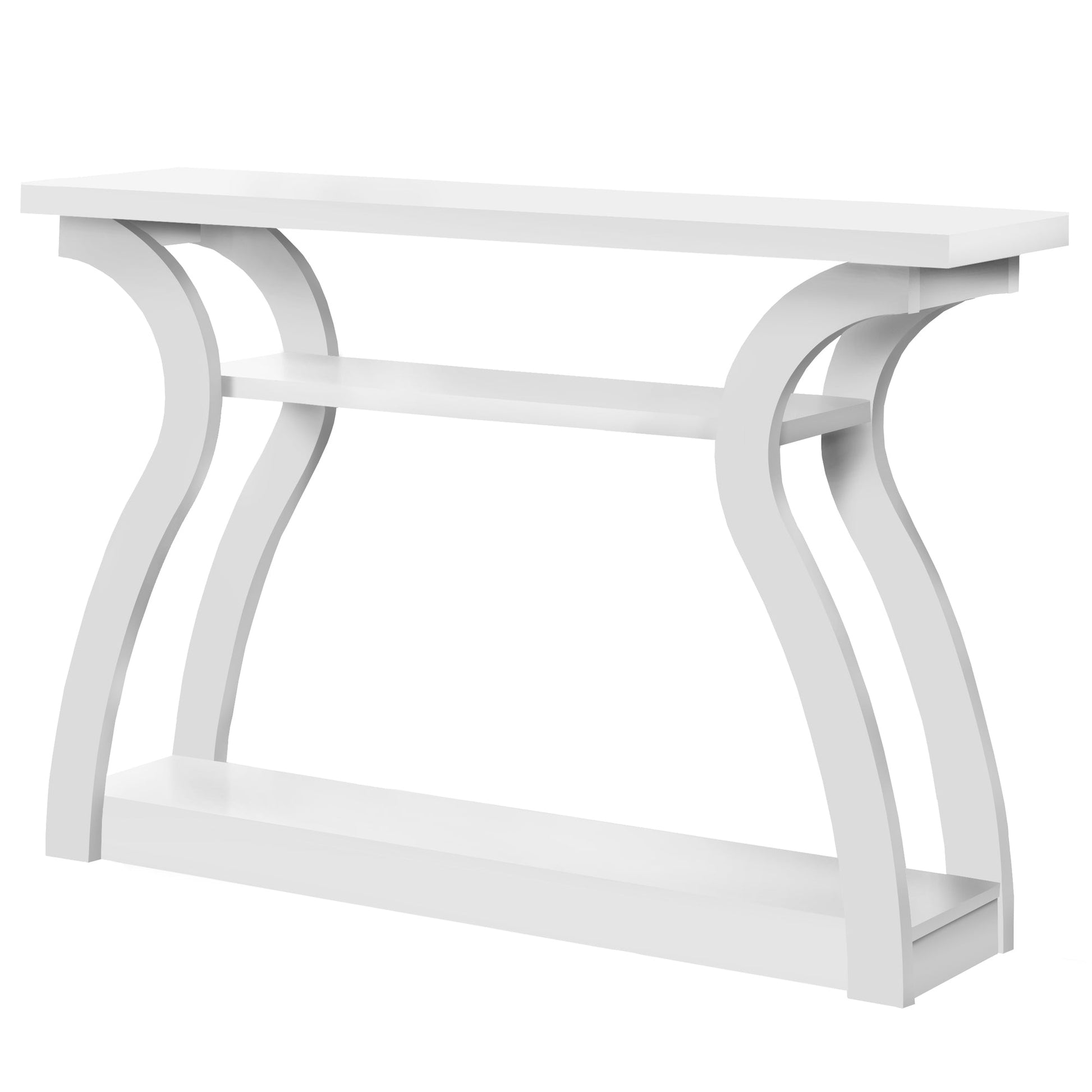 HomeRoots 11.5" x 47.25" x 32" White Hollow Core Particle Board Accent Table