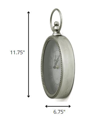 HomeRoots 11.75 Oval Vintage Wall Clock with Metal Shape