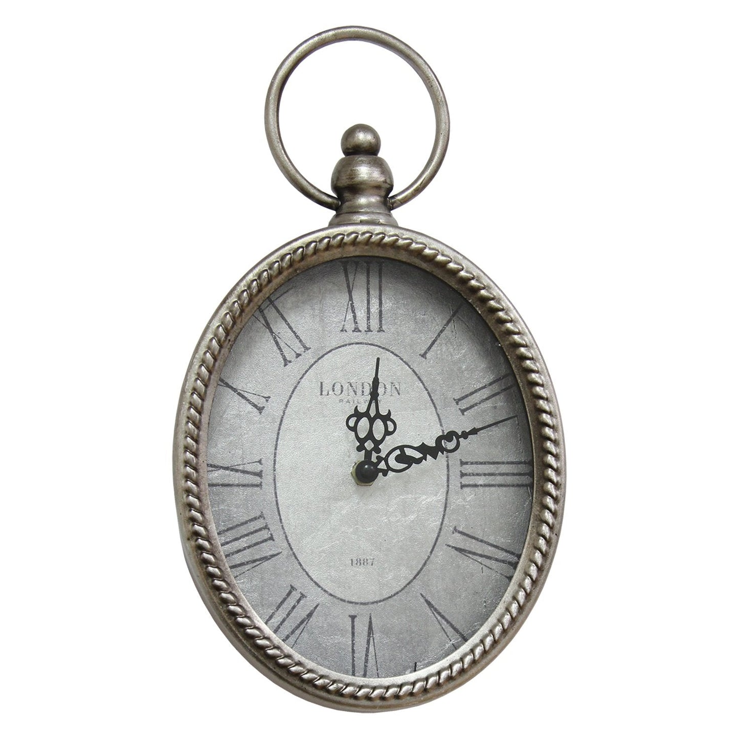 HomeRoots 11.75 Oval Vintage Wall Clock with Metal Shape