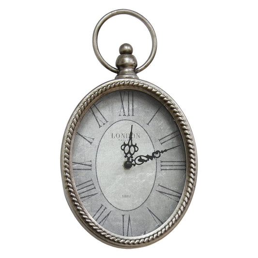 HomeRoots 11.75 Oval Vintage Wall Clock with Metal Shape