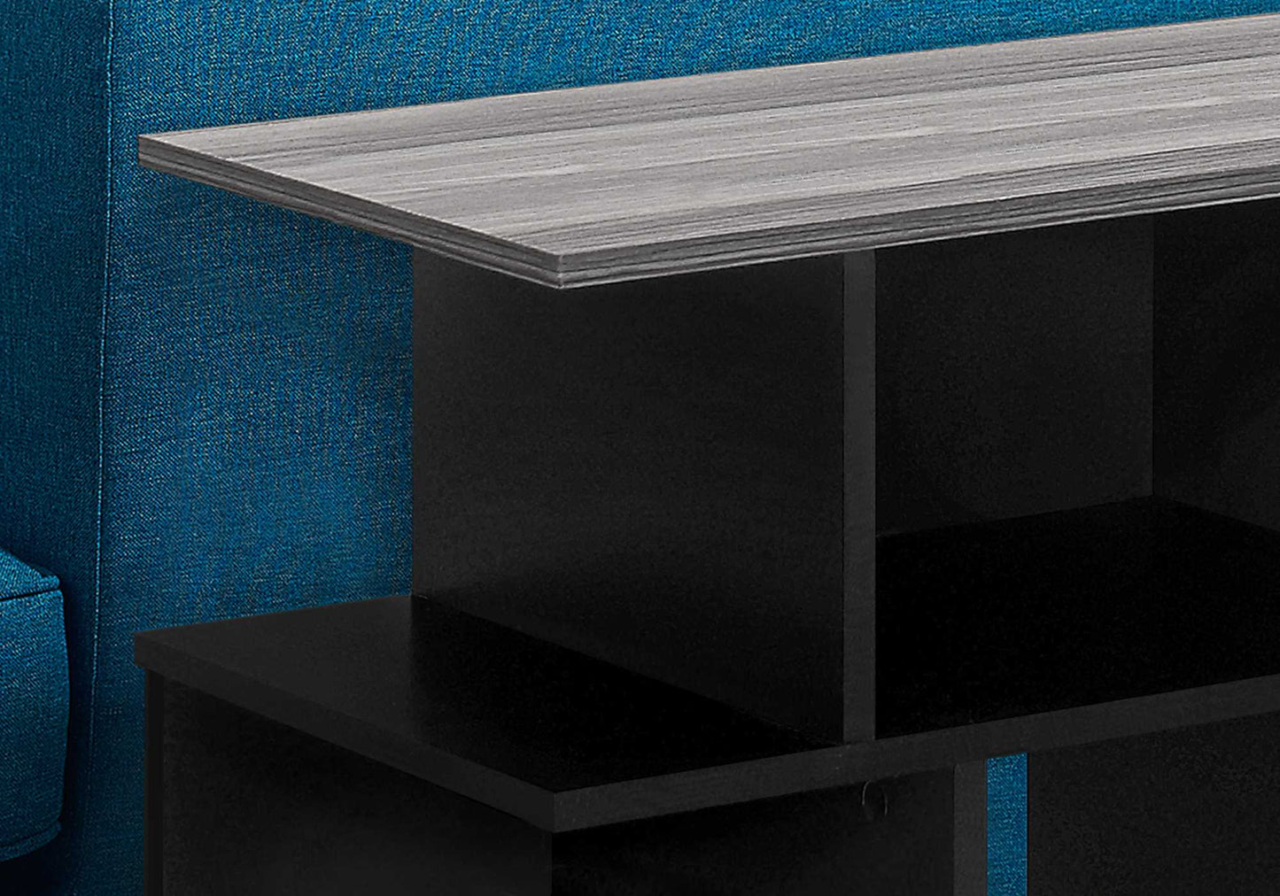 HomeRoots 11.75" x 23.75" x 23.75" Particle Board Laminate Accent Table With Black and Grey Finish