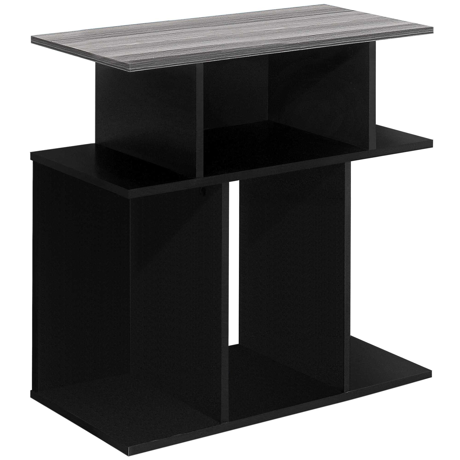 HomeRoots 11.75" x 23.75" x 23.75" Particle Board Laminate Accent Table With Black and Grey Finish