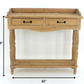 HomeRoots 11.75" x 42" x 38.5" Natural Rustic Unfinished Dressing End Table With 2 Drawers