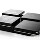 HomeRoots 12' Black Gloss Coffee Table with Pull Out Squares