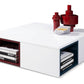 HomeRoots 12" Coffee Table With Colored Stools in Glossy White Finish