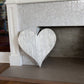 HomeRoots 12" Farmhouse White Wash Wooden Heart