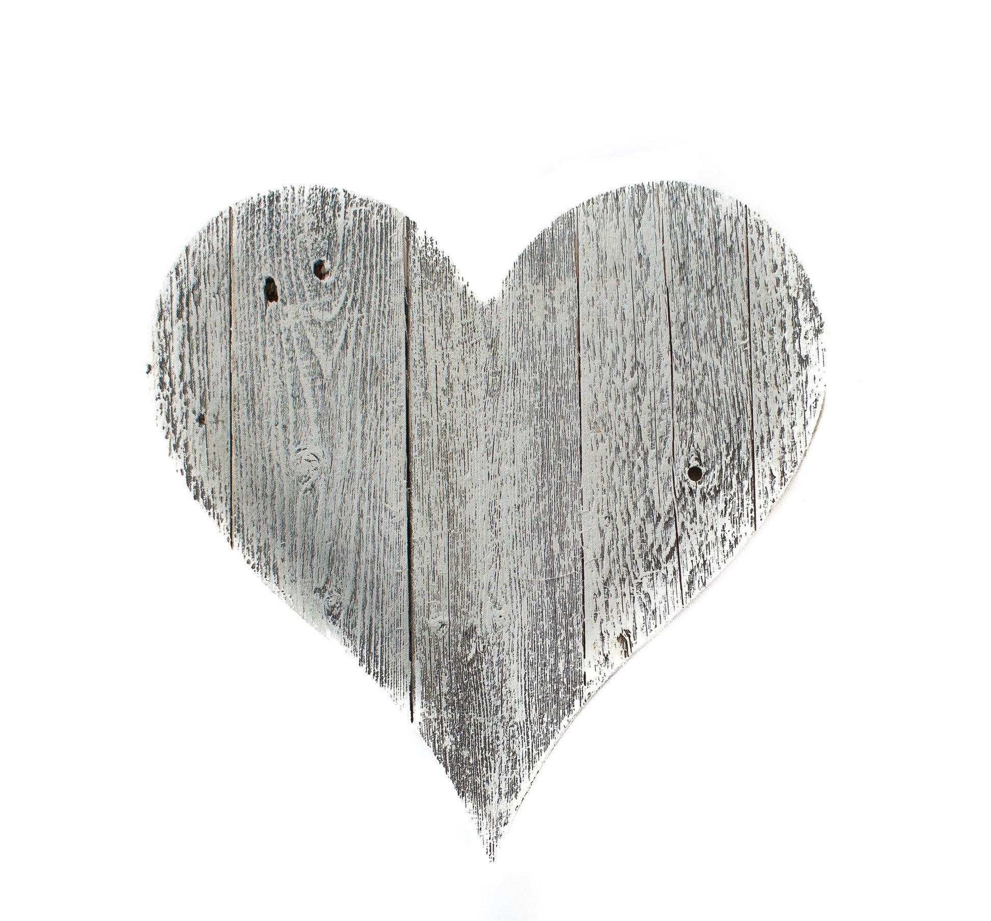 HomeRoots 12" Farmhouse White Wash Wooden Heart