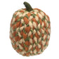 HomeRoots 12" Ivory Green and Orange Chunky Knit Pumpkin Sculpture