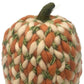 HomeRoots 12" Ivory Green and Orange Chunky Knit Pumpkin Sculpture