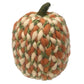 HomeRoots 12" Ivory Green and Orange Chunky Knit Pumpkin Sculpture