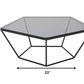 HomeRoots 12" Metal and Glass Coffee Table in Black Finish