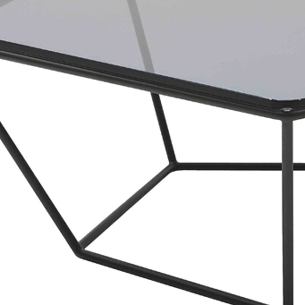 HomeRoots 12" Metal and Glass Coffee Table in Black Finish