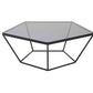 HomeRoots 12" Metal and Glass Coffee Table in Black Finish