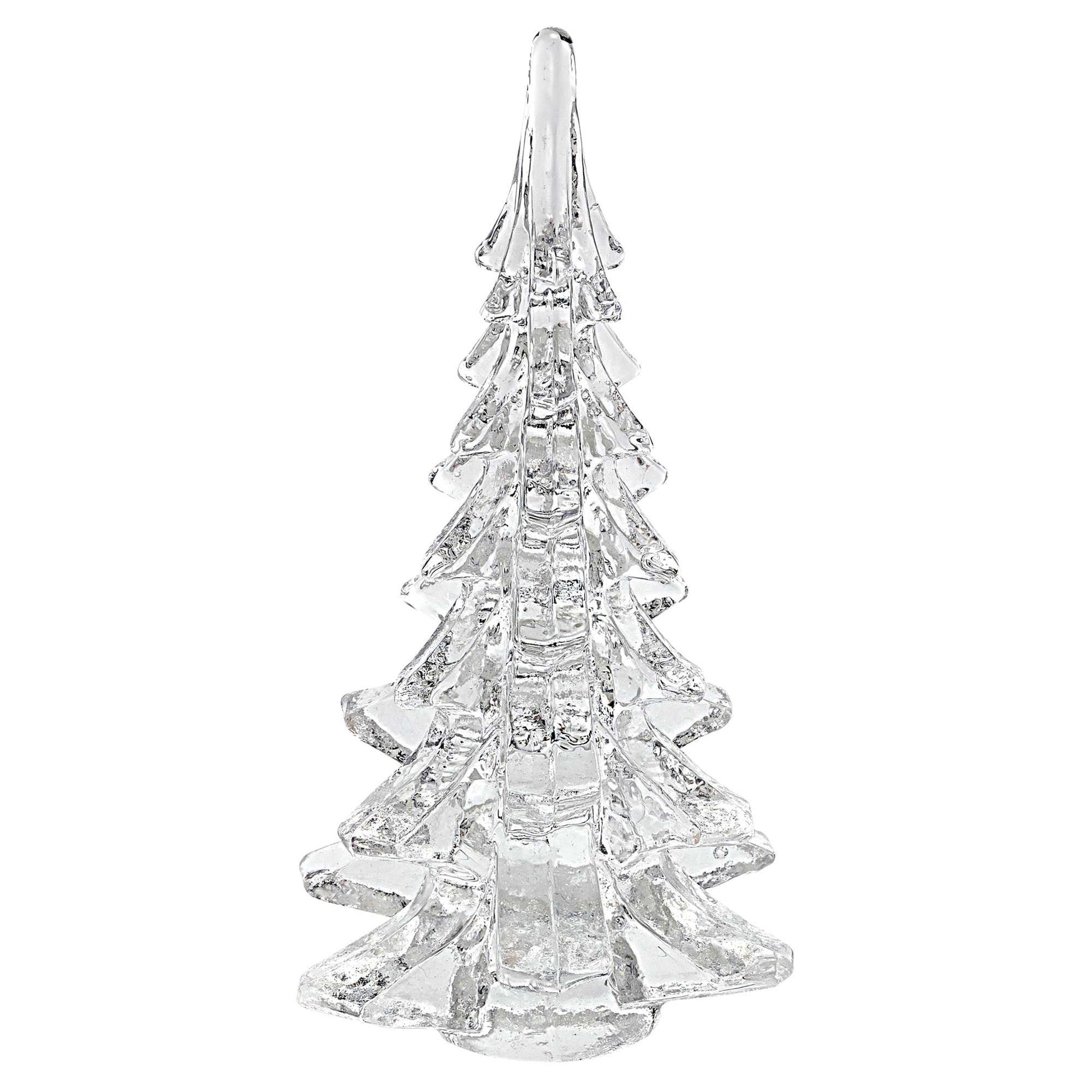 HomeRoots 12" Mouth Blown Clear Glass Christmas Tree Sculpture