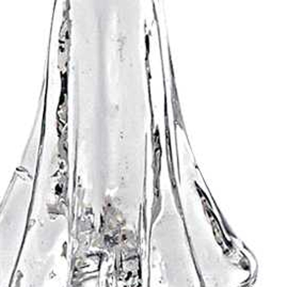 HomeRoots 12" Mouth Blown Clear Glass Christmas Tree Sculpture
