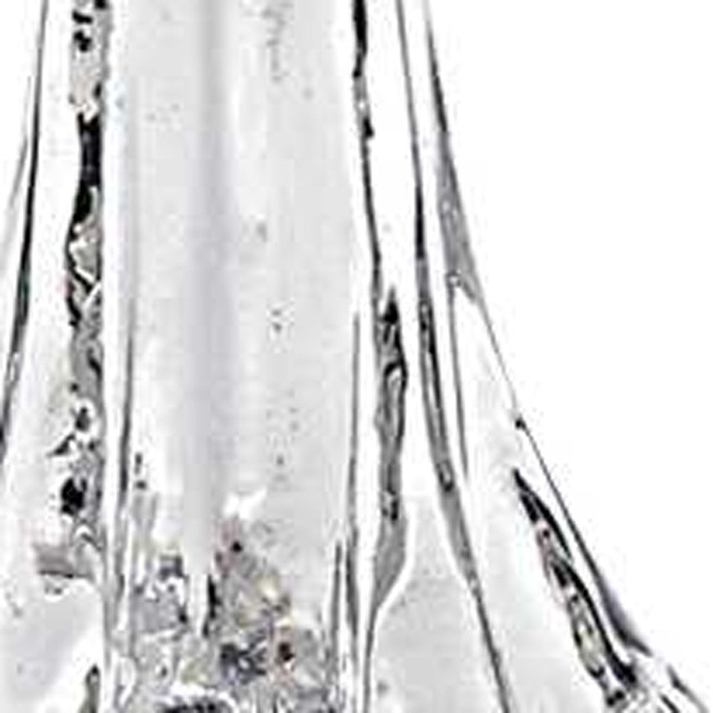 HomeRoots 12" Mouth Blown Clear Glass Christmas Tree Sculpture