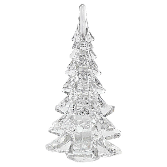 HomeRoots 12" Mouth Blown Clear Glass Christmas Tree Sculpture