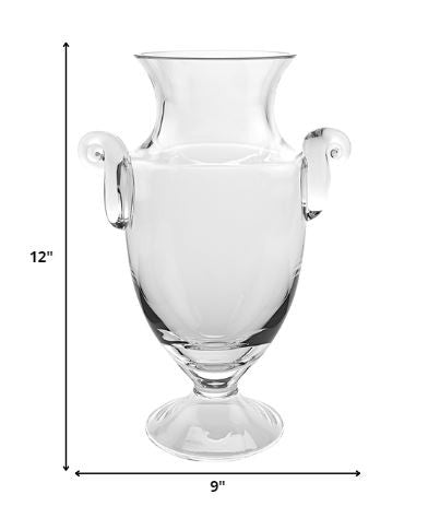 HomeRoots 12 Mouth Blown Crystal European Made Trophy Vase