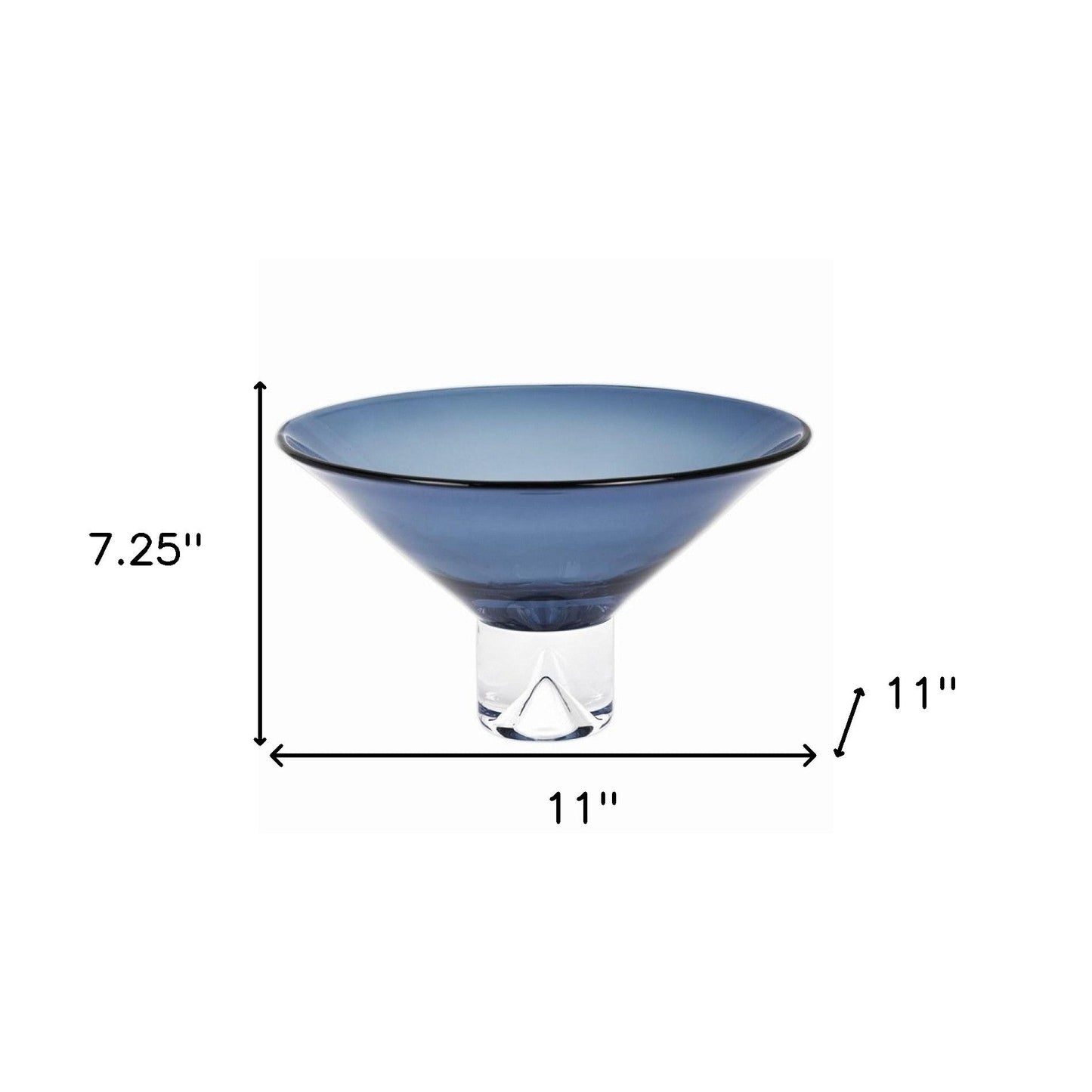 HomeRoots 12" Mouth Blown Crystal Midnight Blue Centerpiece Bowl